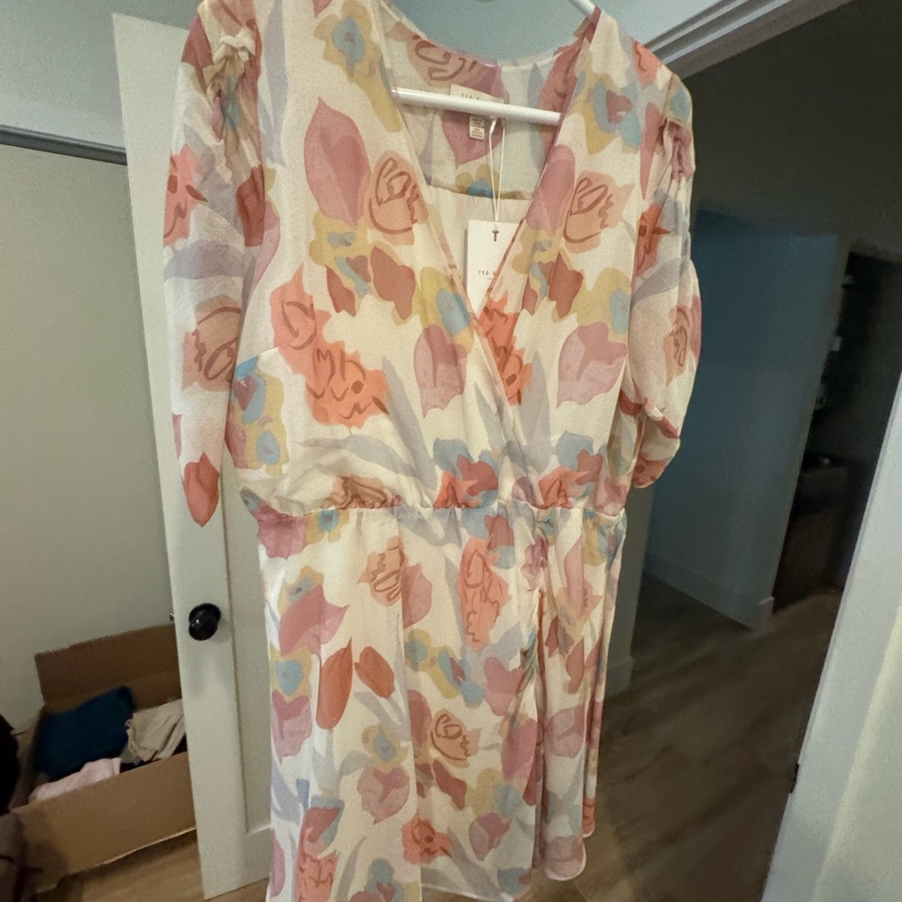 Ted Baker Wrap Dress with Pink and Blue Accents